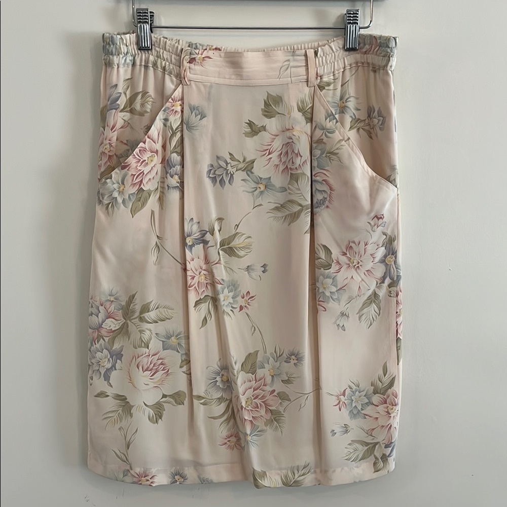Vintage Liz Claiborne Silk Floral Pastel‎ Skirt 80s 90s 4 Romantic Soft Mini